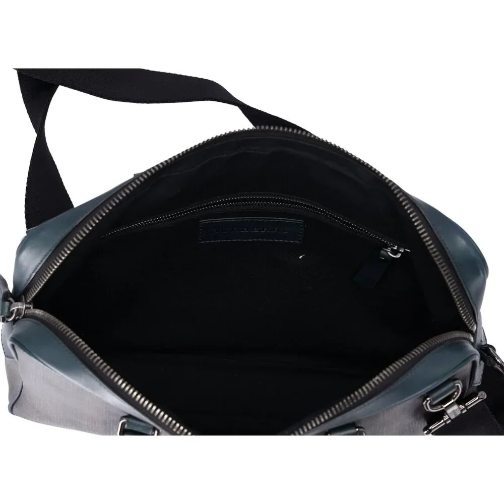 Burberry Business Bag Dark Brown Dark Green Black PVC Leather
